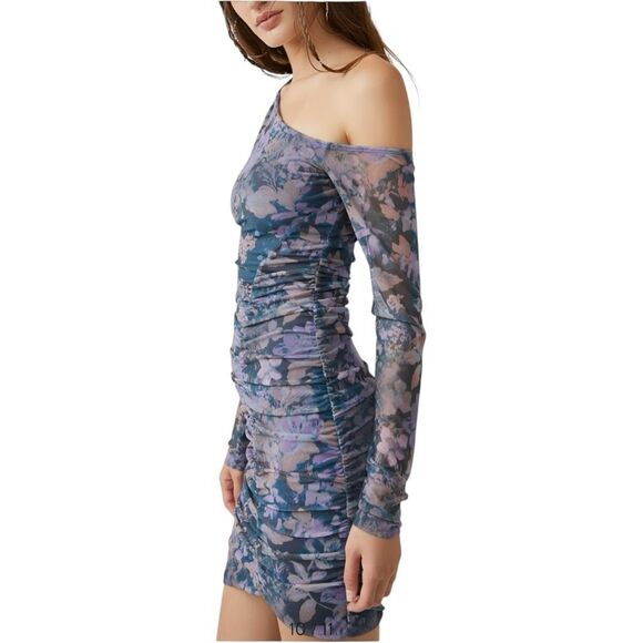 Free People Chloe One-Shoulder Long Sleeve Minidress Size S Asymmetrical Whimsy - Picture 13 of 16